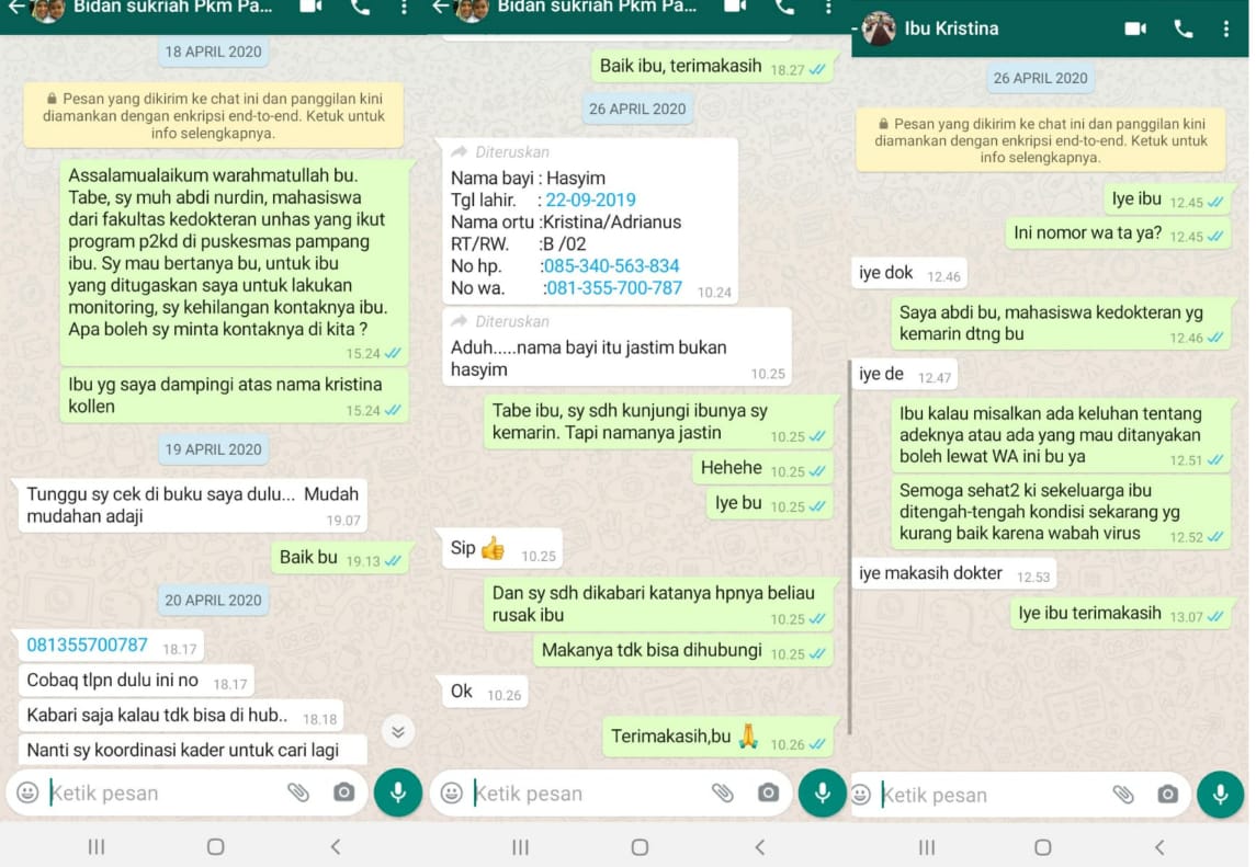 Diskusi dengan bidan dan Follow Up Ibu Damping 